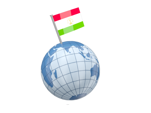 Earth with flag pin. Download flag icon of Tajikistan at PNG format