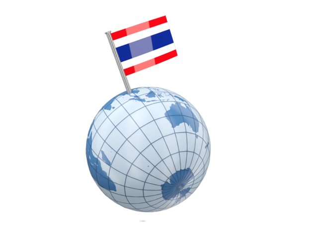 Earth with flag pin. Download flag icon of Thailand at PNG format