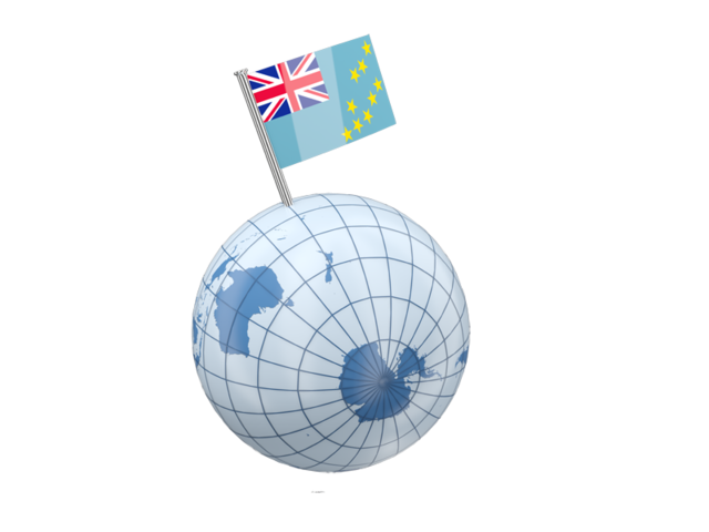 Earth with flag pin. Download flag icon of Tuvalu at PNG format