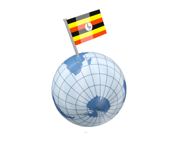 Earth with flag pin. Download flag icon of Uganda at PNG format