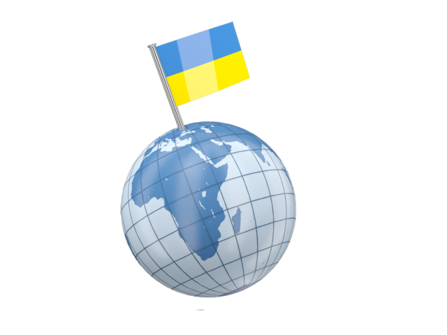 Earth with flag pin. Download flag icon of Ukraine at PNG format