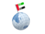 United Arab Emirates. Earth with flag pin. Download icon.