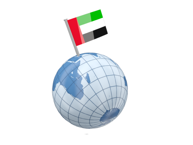 Earth with flag pin. Download flag icon of United Arab Emirates at PNG format