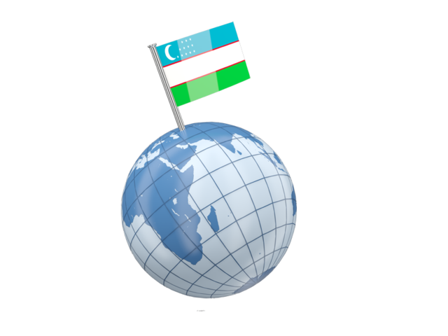 Earth with flag pin. Download flag icon of Uzbekistan at PNG format