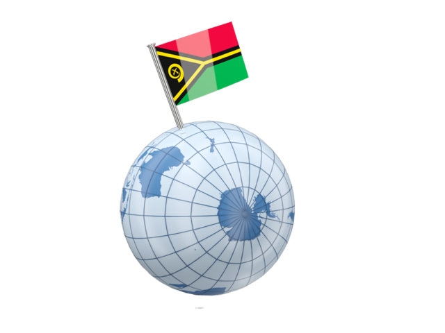 Earth with flag pin. Download flag icon of Vanuatu at PNG format