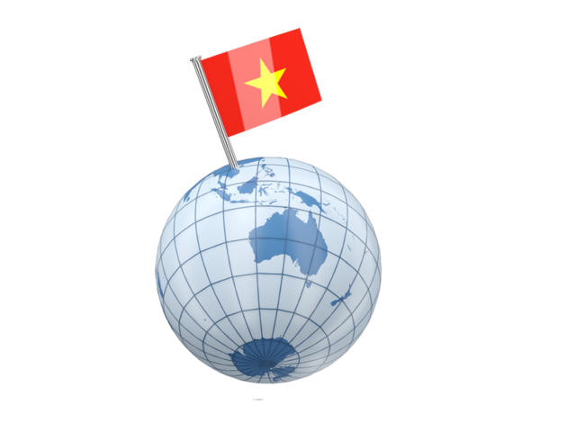 Земля с флагом. Скачать флаг. Вьетнам