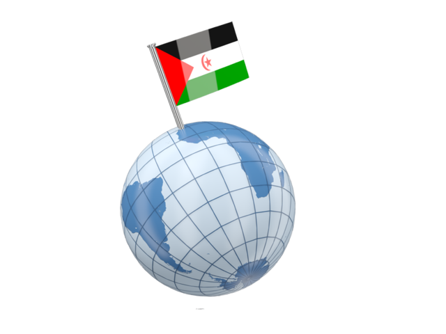 Earth with flag pin. Download flag icon of Western Sahara at PNG format