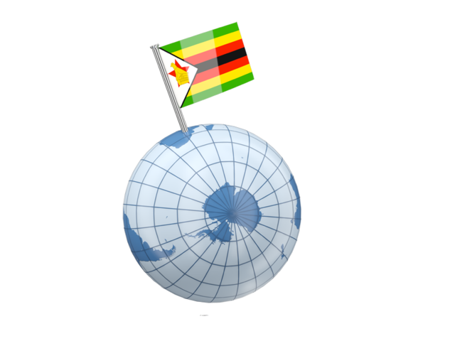 Earth with flag pin. Download flag icon of Zimbabwe at PNG format