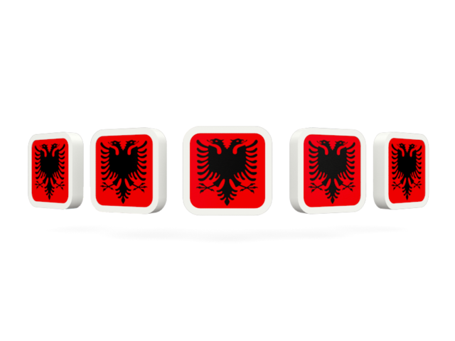 Five square icons. Download flag icon of Albania at PNG format