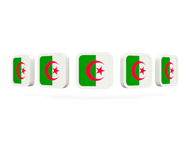 Five square icons. Download flag icon of Algeria at PNG format