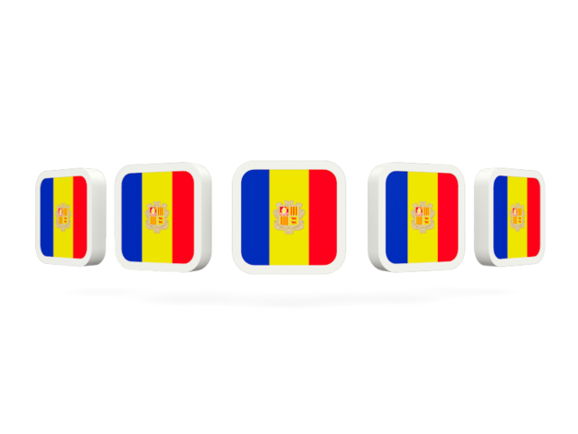 Five square icons. Download flag icon of Andorra at PNG format