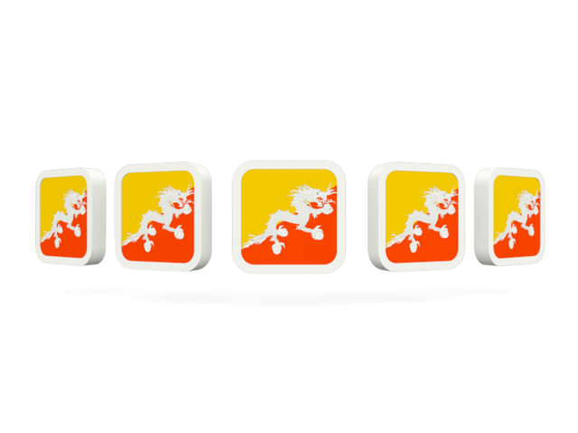 Five square icons. Download flag icon of Bhutan at PNG format