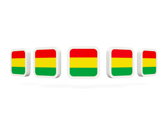 Five square icons. Download flag icon of Bolivia at PNG format