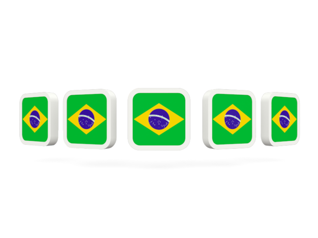 Пять квадратных иконок. Скачать флаг. Бразилия