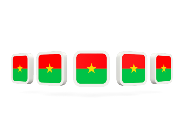 Five square icons. Download flag icon of Burkina Faso at PNG format