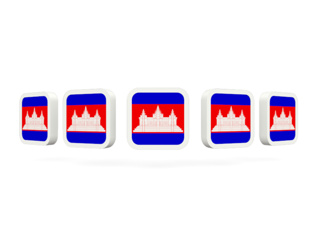 Five square icons. Download flag icon of Cambodia at PNG format
