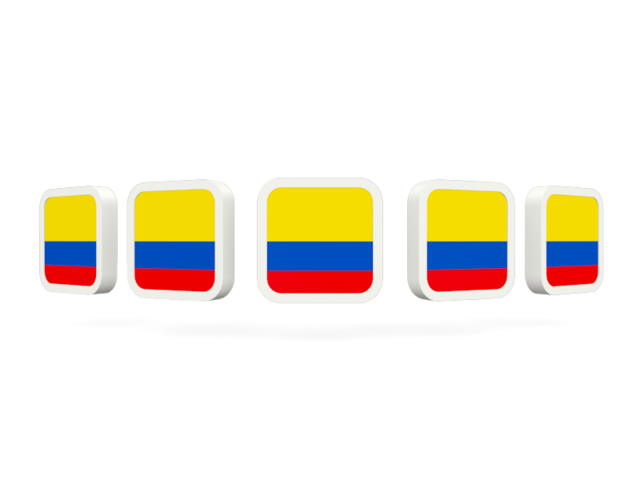 Five square icons. Download flag icon of Colombia at PNG format