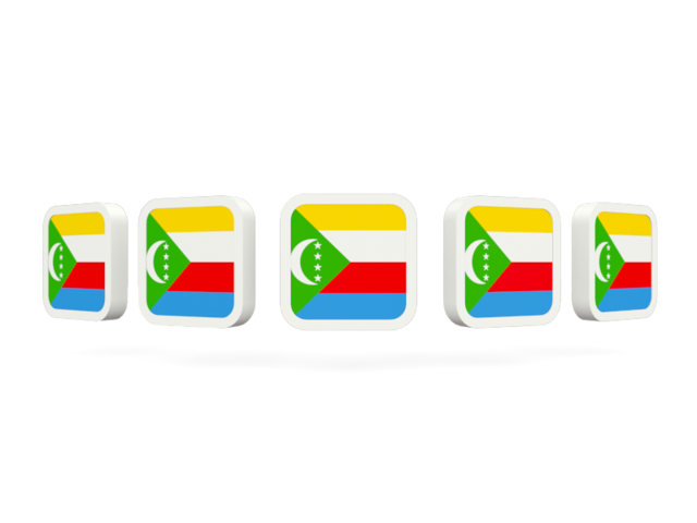 Five square icons. Download flag icon of Comoros at PNG format