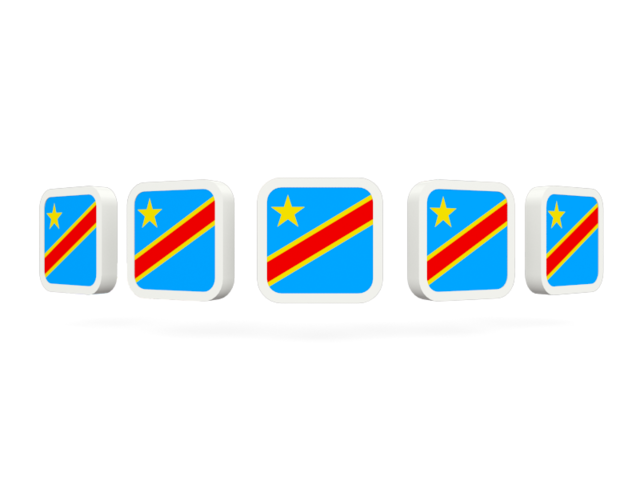 Пять квадратных иконок. Скачать флаг. Демократическая Республика Конго
