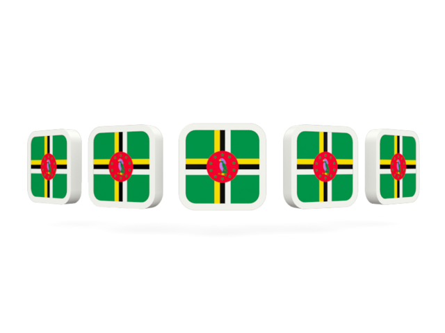 Five square icons. Download flag icon of Dominica at PNG format