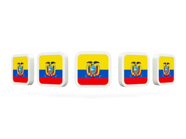 Five square icons. Download flag icon of Ecuador at PNG format