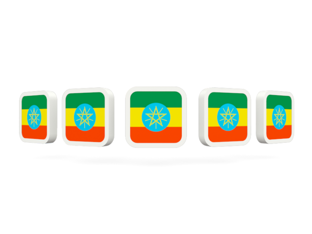 Five square icons. Download flag icon of Ethiopia at PNG format