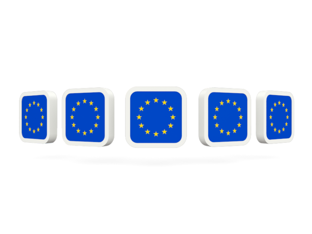 Five square icons. Download flag icon of European Union at PNG format