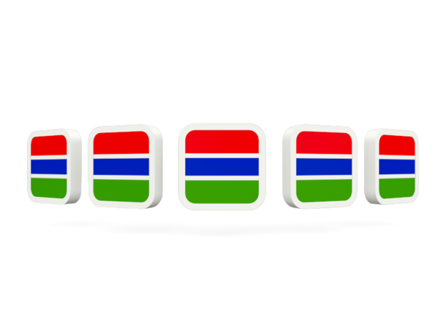 Five square icons. Download flag icon of Gambia at PNG format