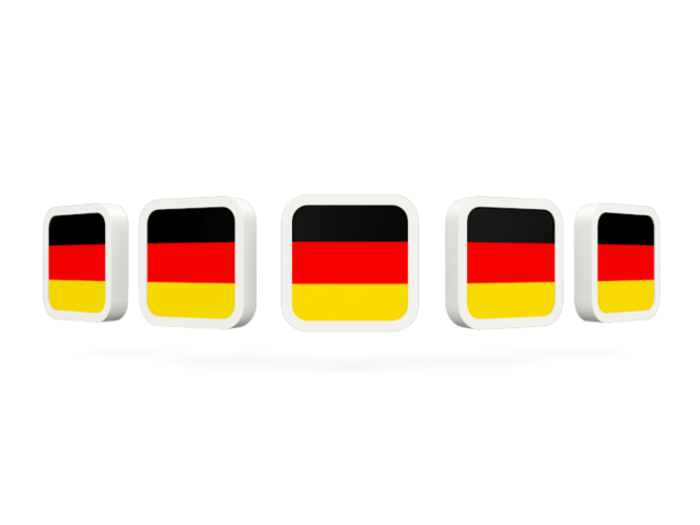 Five square icons. Download flag icon of Germany at PNG format