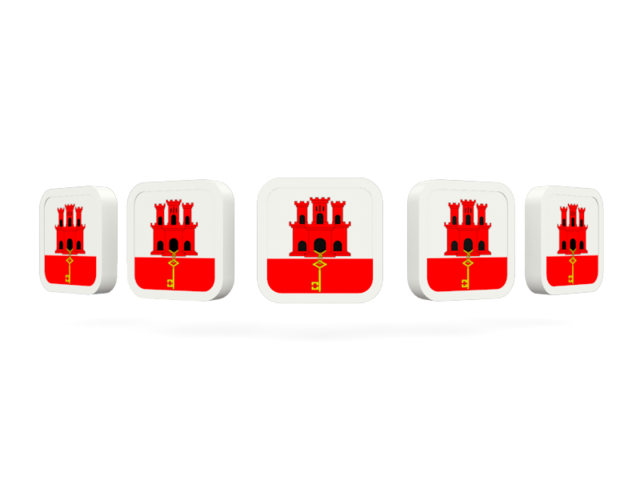 Five square icons. Download flag icon of Gibraltar at PNG format