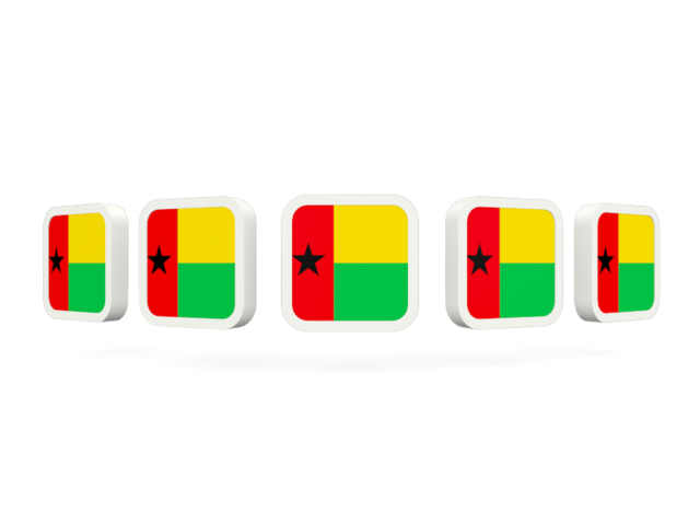 Пять квадратных иконок. Скачать флаг. Гвинея-Бисау