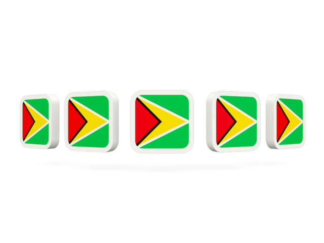 Five square icons. Download flag icon of Guyana at PNG format