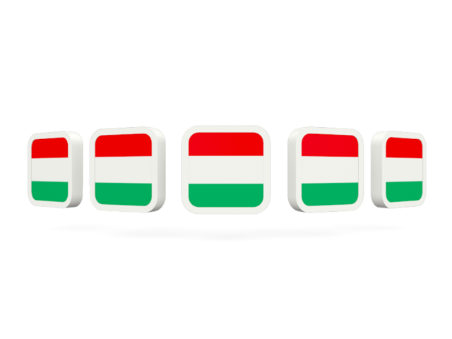 Five square icons. Download flag icon of Hungary at PNG format