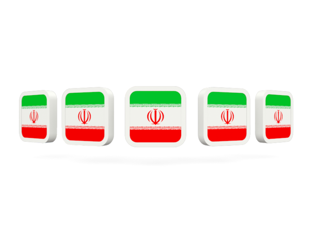 Five square icons. Download flag icon of Iran at PNG format