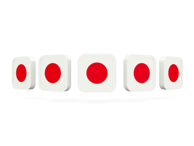 Five square icons. Download flag icon of Japan at PNG format