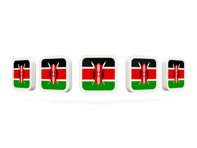 Five square icons. Download flag icon of Kenya at PNG format