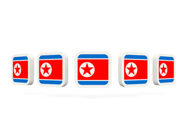 Пять квадратных иконок. Скачать флаг. Северная Корея
