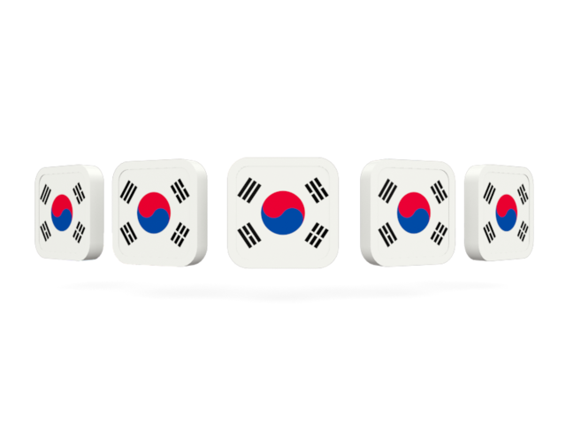 Five square icons. Download flag icon of South Korea at PNG format