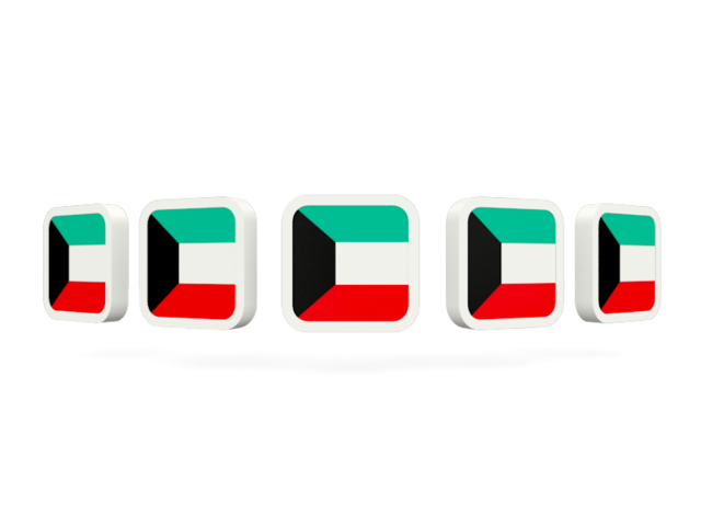Five square icons. Download flag icon of Kuwait at PNG format