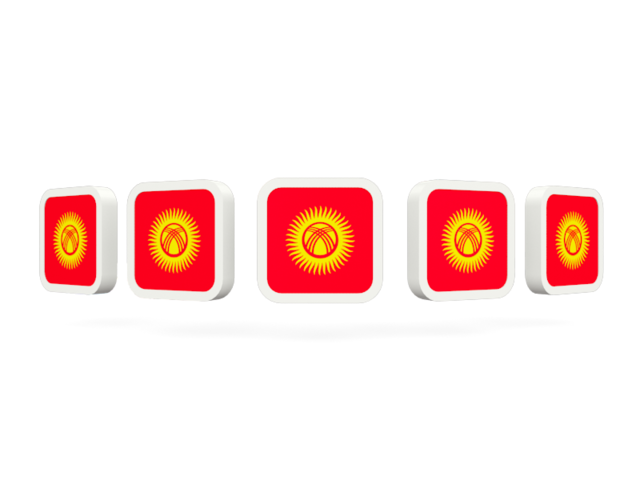 Five square icons. Download flag icon of Kyrgyzstan at PNG format