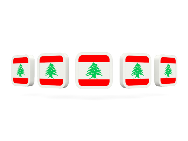 Five square icons. Download flag icon of Lebanon at PNG format