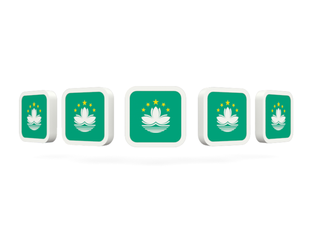 Five square icons. Download flag icon of Macao at PNG format