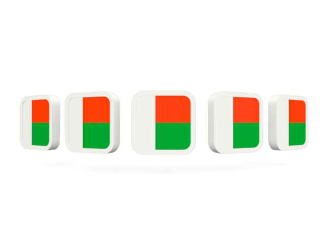 Five square icons. Download flag icon of Madagascar at PNG format