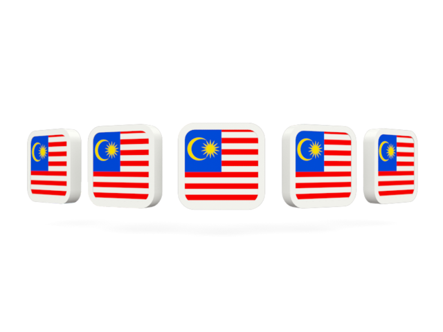 Five square icons. Download flag icon of Malaysia at PNG format