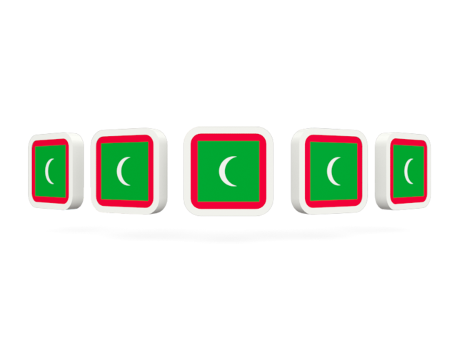 Five square icons. Download flag icon of Maldives at PNG format