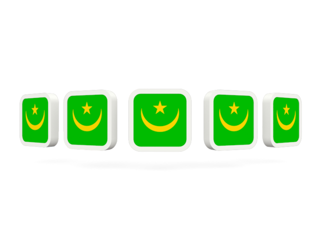 Five square icons. Download flag icon of Mauritania at PNG format