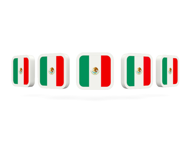 Five square icons. Download flag icon of Mexico at PNG format