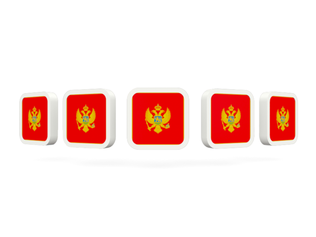 Пять квадратных иконок. Скачать флаг. Черногория