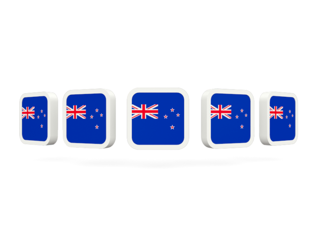 Five square icons. Download flag icon of New Zealand at PNG format