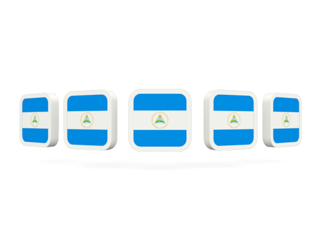 Five square icons. Download flag icon of Nicaragua at PNG format